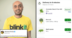 We’ll Now Get Free ‘Dhaniya’ With Veggies On Blinkit, All Thanks To Ankit’s Mom