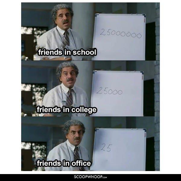 Friends in school Vs college Vs office