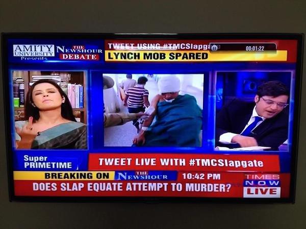 TMC Spokesperson, Mohua Moitra Shows Arnab Middle Finger On His Show