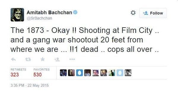 Amitabh Bachchan Tweets Of Shootout At Film City ’20 Feet From’ Him, 1 Injured