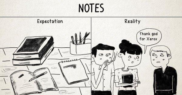 These Hilarious Illustrations Capture The Expectation vs Reality Of College Life