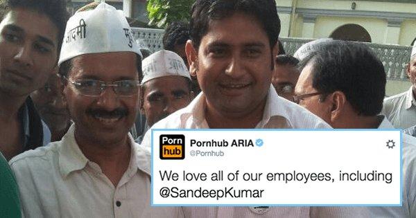 After AAP Sacked Sandeep Kumar For His Sex Tape, He’s Now Being Roasted By Pornhub On Twitter