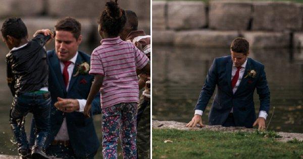 A Groom Rescued A Drowning Child On His Wedding Photoshoot & The Web Can’t Stop Swooning Over Him