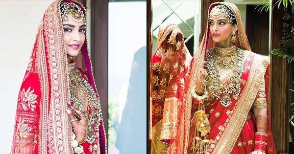 Sonam Kapoor Is A Vision As A Traditional Punjabi Bride In Her Beautiful Red & Gold Lehenga