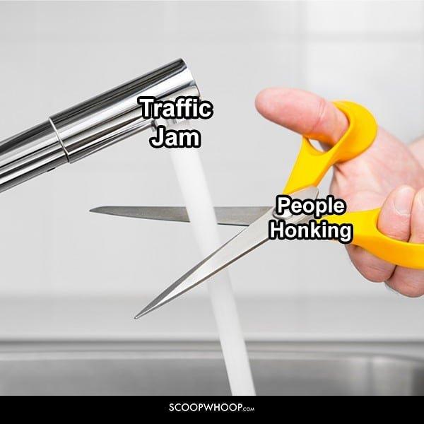 Traffic jams and people honking