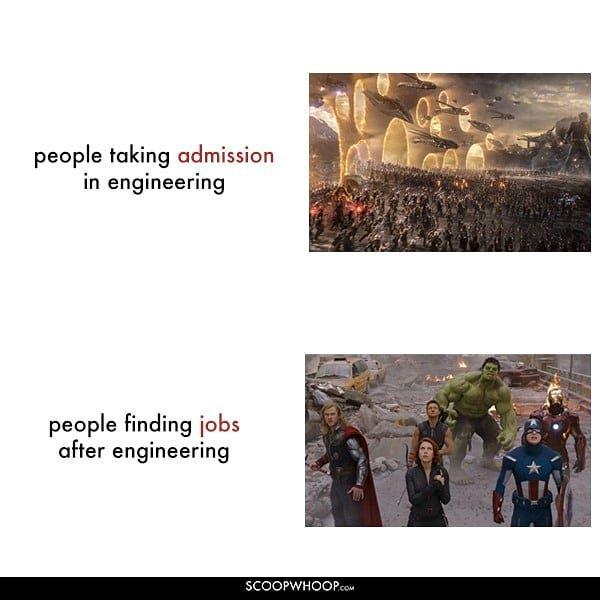 People taking admission in engineering Vs people getting jobs after engineering