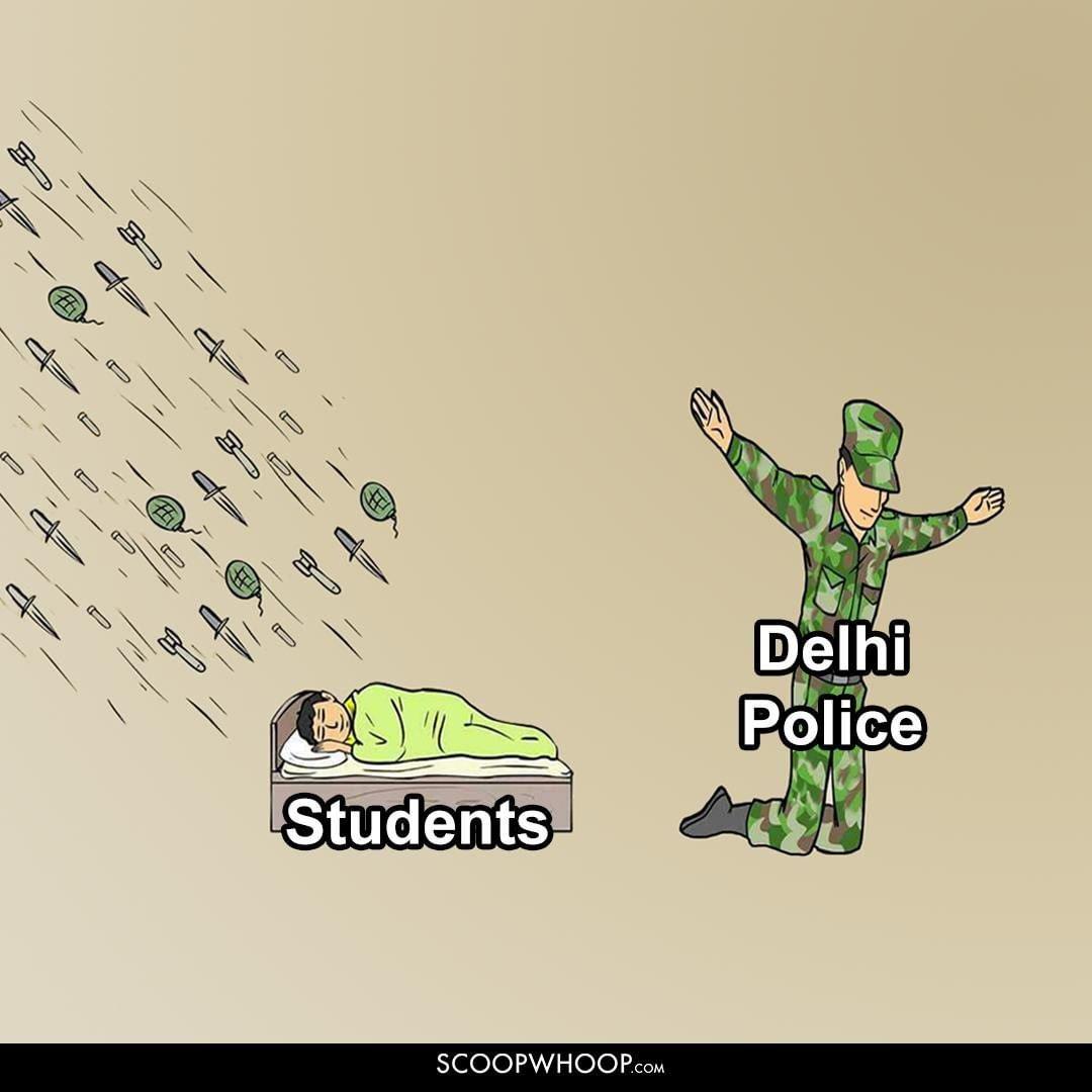 Students and Delhi Police