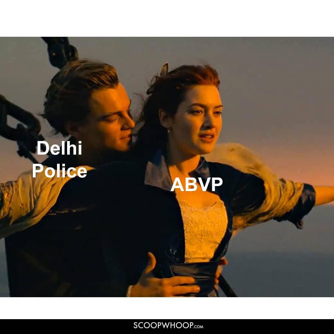 Delhi Police and ABVP meme