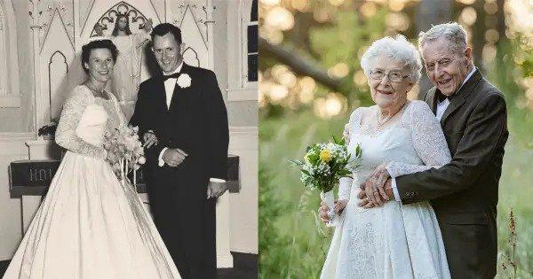 Forever & Beyond: This Elderly Couple Celebrated Their 60th Anniversary By Recreating Wedding Pictures