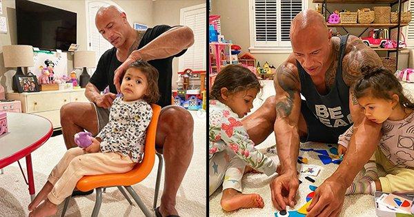 Just Pics That Prove Dwayne ‘The Rock’ Johnson Is A Softie At Heart When It Comes To His Daughters