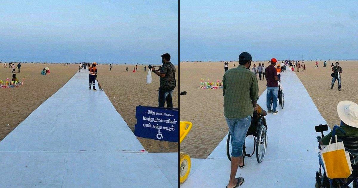Chennai’s Marina Beach Built A Temporary Ramp For People With Disabilities