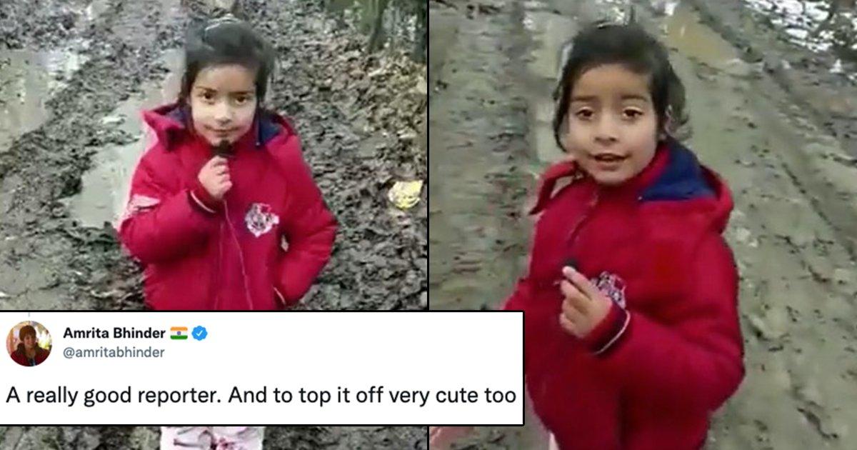 This Little Girl Turns Reporter To Show The Bad Condition Of Kashmir Roads
