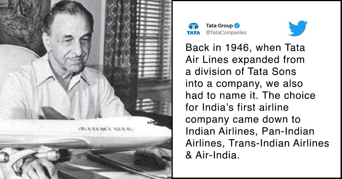 Tata Group Shares The Story Of How Air India Got Its Name