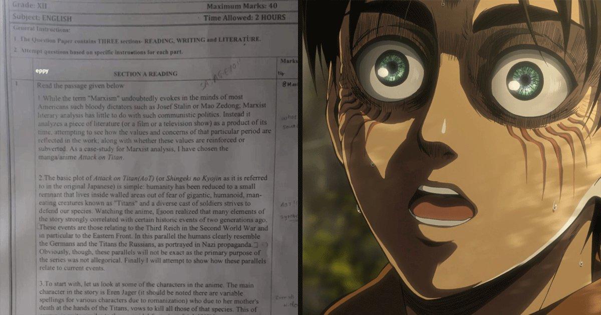 Anime ‘Attack On Titan’ Is Now On An Indian Question Paper And Students Are Thrilled