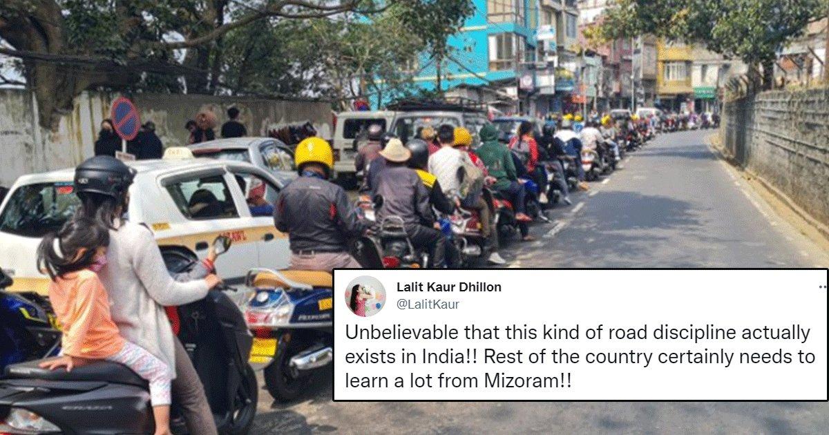 People Applaud Pic Of Mizoram Drivers Sticking To Their Lanes & Following Traffic Discipline