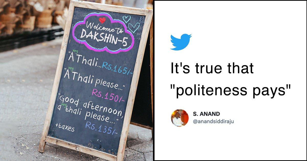Hyderabad Restaurant Offers Discounts For Saying ‘Please’ & ‘Thank You’. Internet Eats It Up