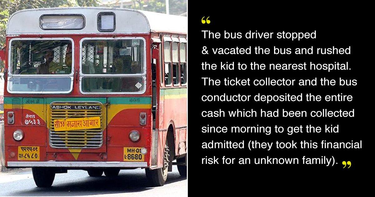 Mumbai Bus Driver Diverted Bus To A Hospital & Deposited Day’s Cash To Save 5-YO’s Life