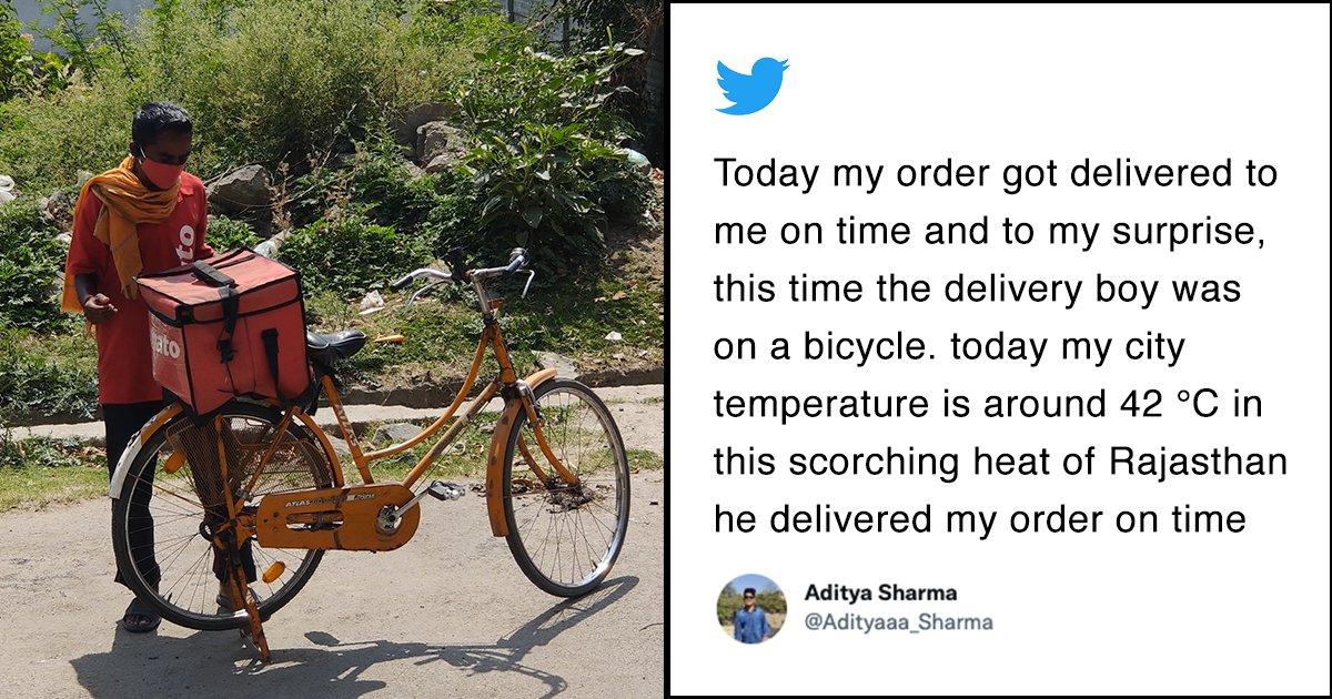 He Was Delivering Food On A Cycle In 42°C Heat. Twitter Assembled To Buy Him A Bike