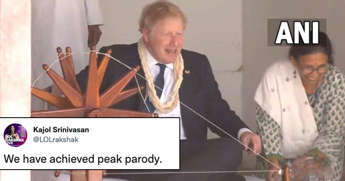Twitterati Serves Royal Memes After Image Of UK PM Boris Johnson Spinning Charkha Goes Viral
