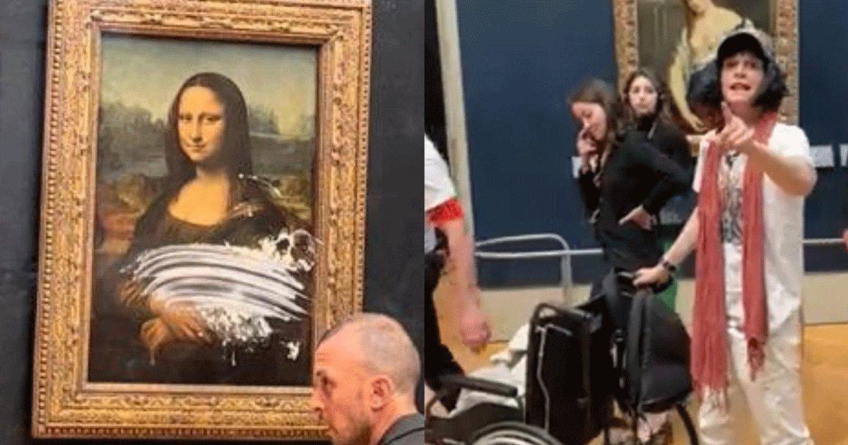 Video: A Man Disguised As An Elderly Woman Smeared Cake On The Mona Lisa At The Louvre Museum