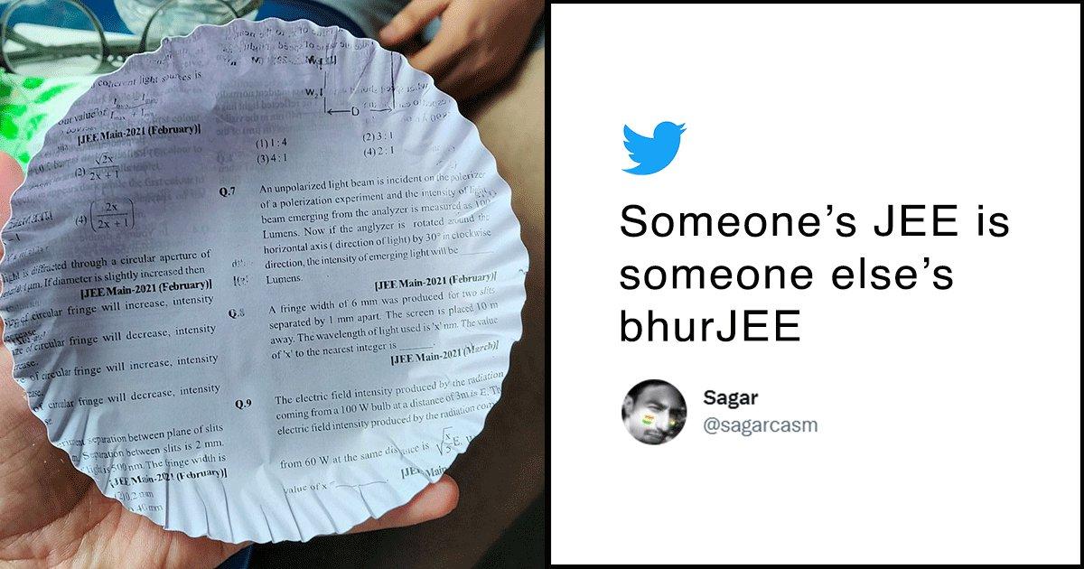 Just Kota Things: Photo Of Snack Plate Made Out Of JEE Question Paper Goes Viral