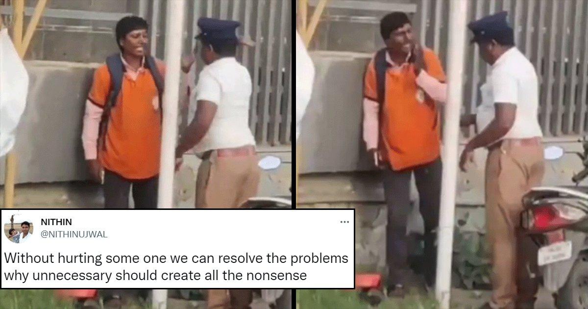 TN Cop Slaps Food Delivery Agent, After Twitter Outrages The Cop Is Then Suspended