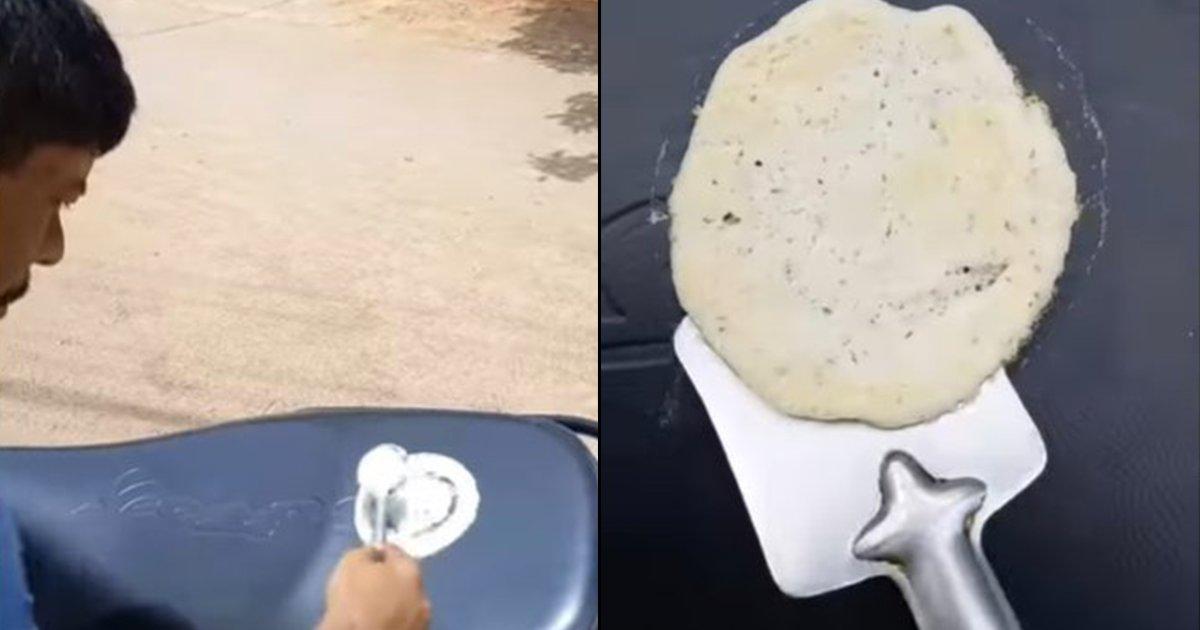 It’s So Hot In Hyderabad, This Man Was Able To Make A Dosa On His Scooty’s Seat