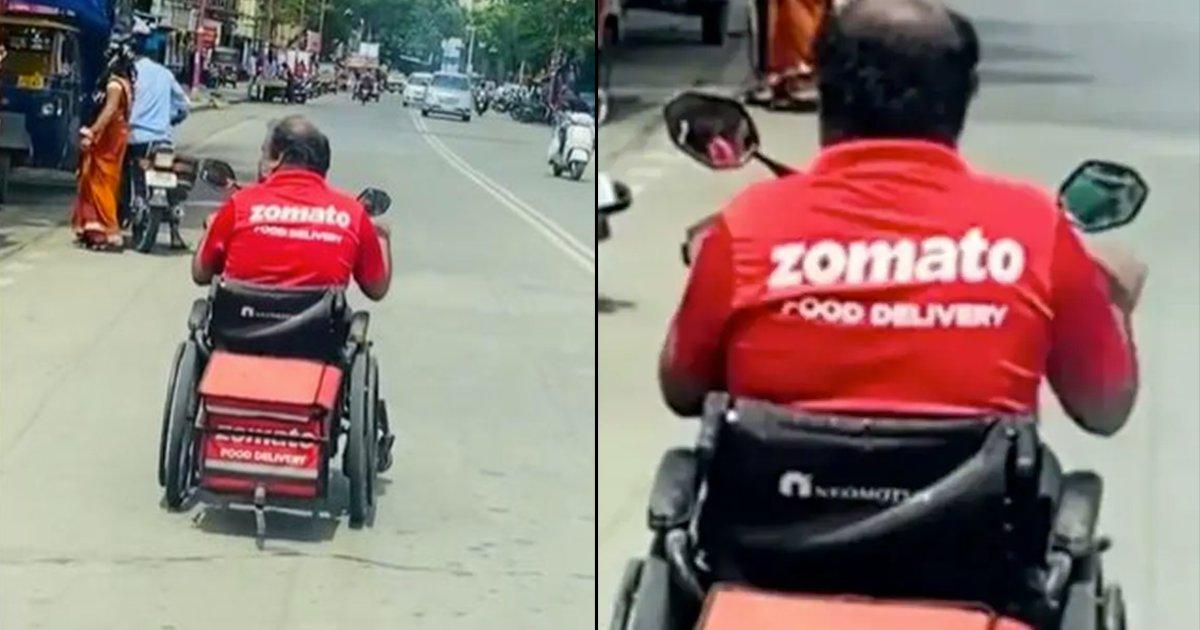 Video Of A Specially-Abled Zomato Executive Delivering Food In A Wheelchair Goes Viral