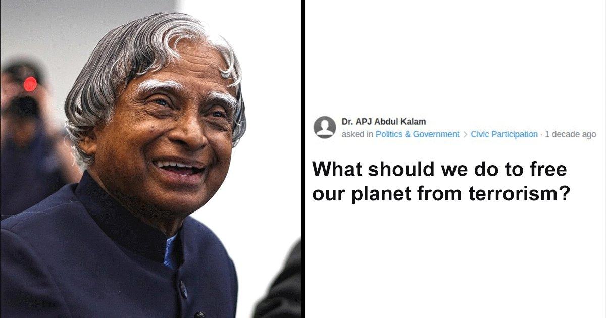 Throwback To When APJ Abdul Kalam Asked A Question On Yahoo! Answers & Got 31K Responses