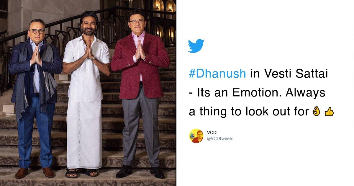 Dhanush Wears A Veshti To ‘The Gray Man’ Mumbai Premiere & The Internet Is Like “Humble King!”