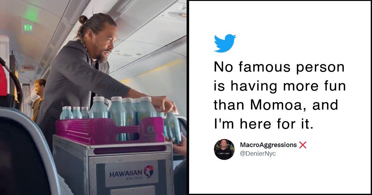 Jason Momoa Serving Water On Flight Proves That He’s Aquaman In The Real World As Well
