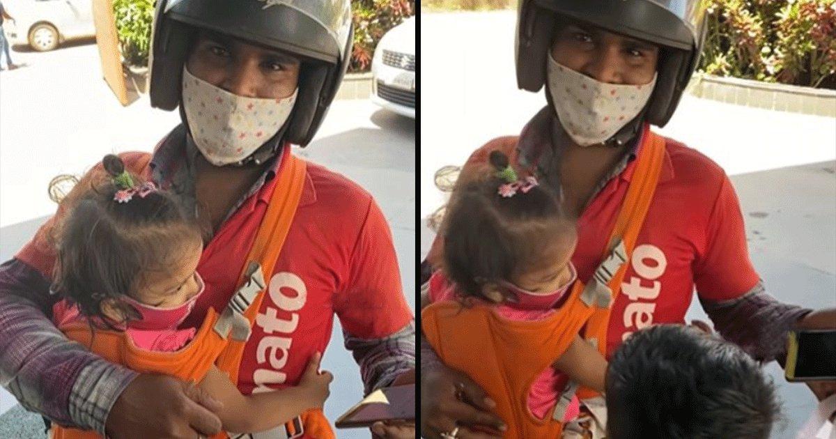 Video: Internet Reacts To Food Delivery Agent Carrying Both His Kids While Delivering Orders