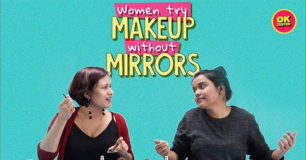 Women Try Make-up Without Mirrors