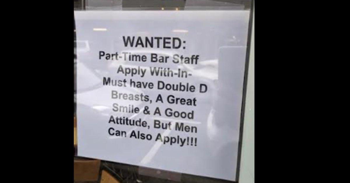 A Bar Is Hiring Women With ‘DD Breasts’ & ‘Good Smile’. Congrats, We’ve Stooped To A New Low