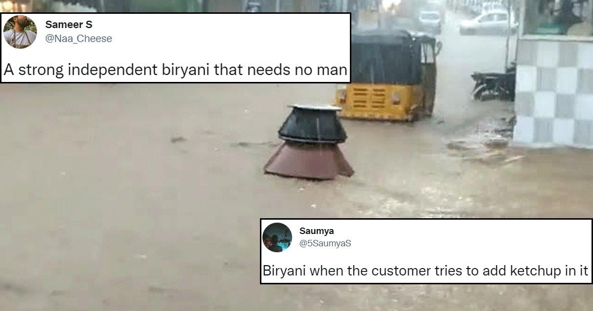 Viral Video Of Biryani Degchi Swimming On Flooded Streets Has Twitter Drowning In Jokes