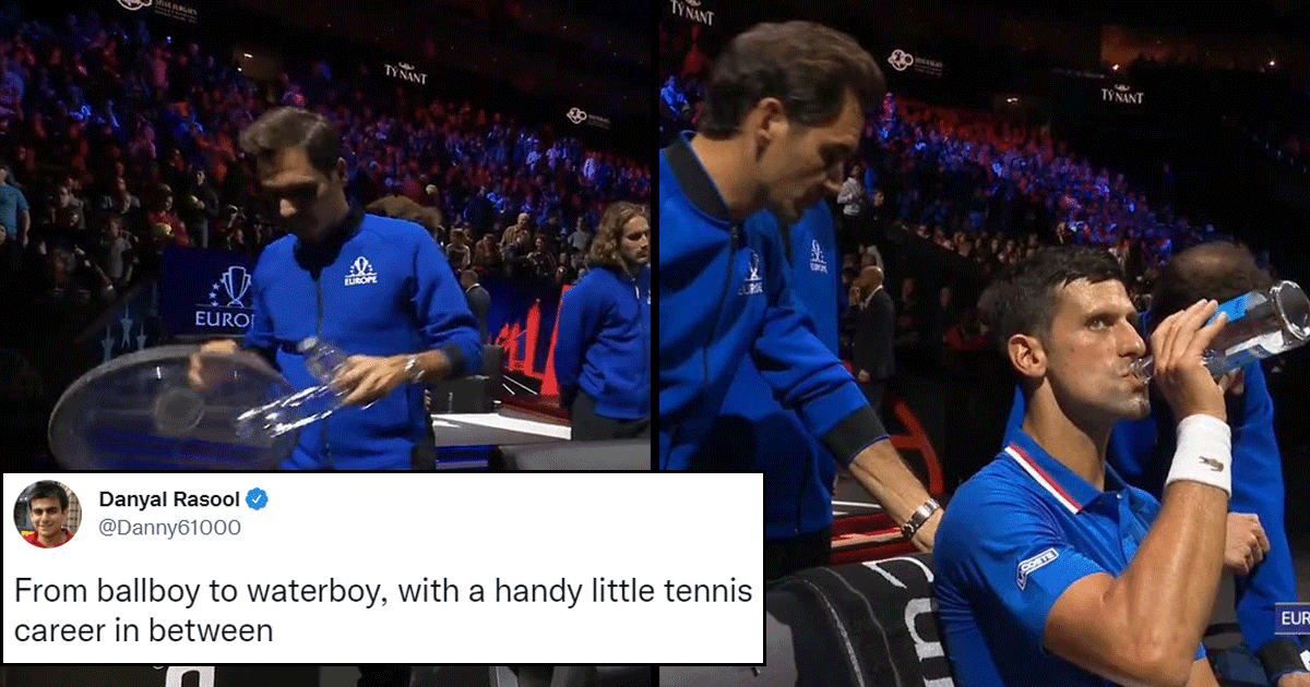 Roger Federer Becomes Water Boy For Novak Djokovic And Fans Are In Awe
