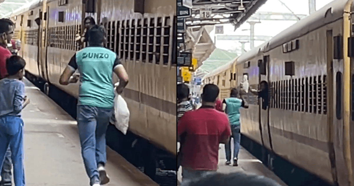 This Food Delivery Agent Running To Deliver Package On Platform Reminds Us Of DDLJ’s Iconic Climax