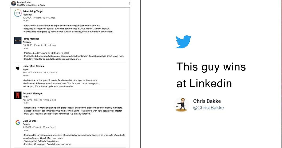 Apparently, This Guy On LinkedIn Works In All The Big Tech Companies & Twitter Can’t Move On