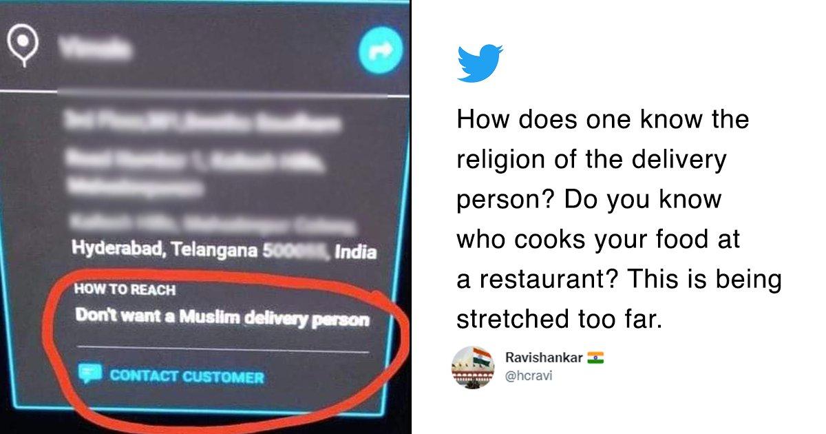 A Customer Asking For A Non-Muslim Food Delivery Agent Has Left Twitter Outraged