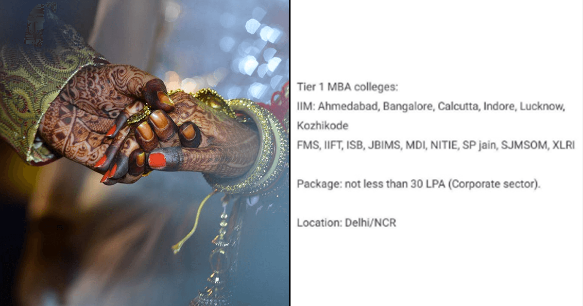 People Are Reacting To This Matrimonial Ad That Lists Only Tier-1 Colleges As Preferences