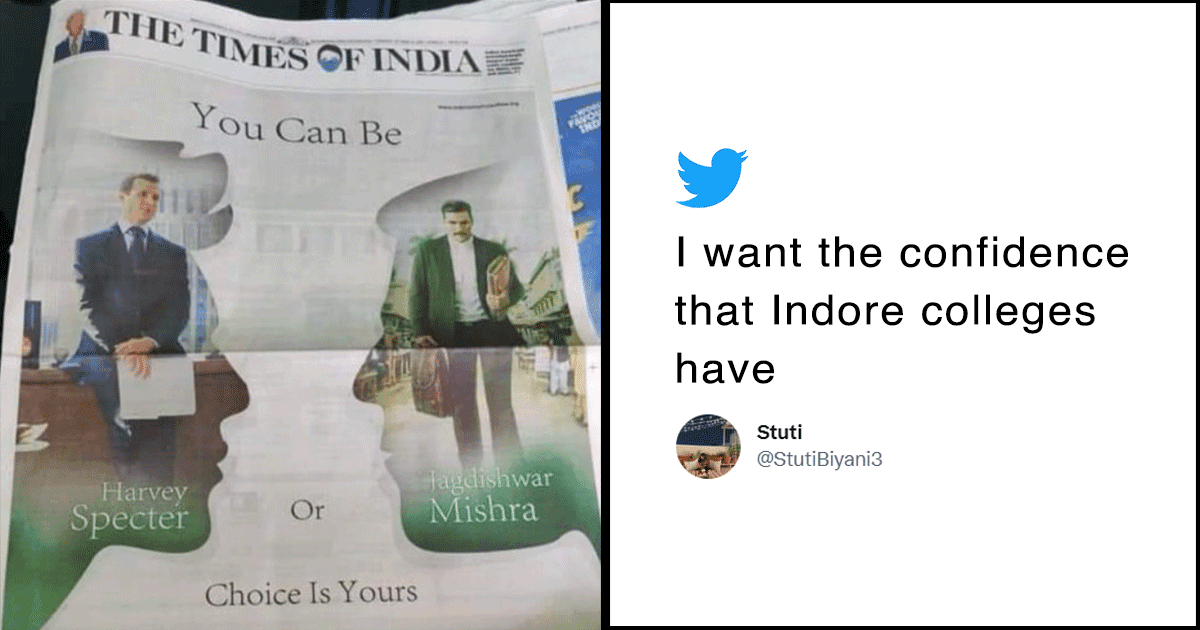 A Law Institute In Indore Used Harvey Specter In Their Print Ad & Twitter Likes The Confidence ￼