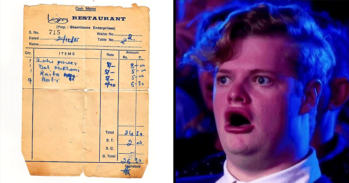 This Food Bill From A Restaurant In The 80s Shows How Much Things Have Changed