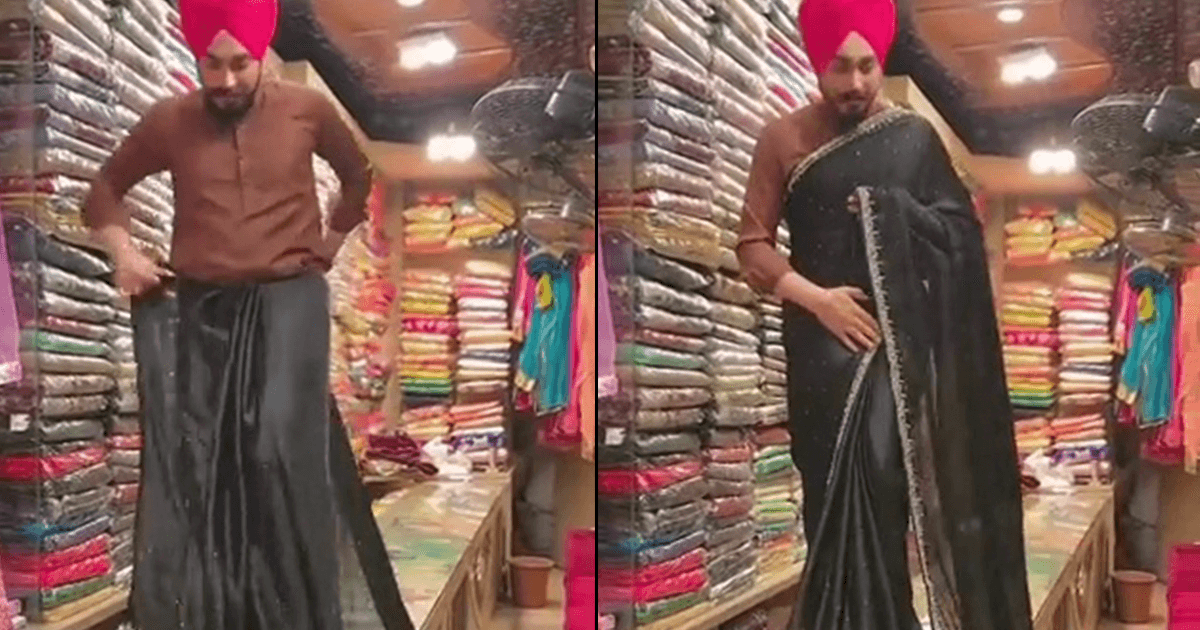 This Salesperson Has Floored Netizens With His Flawless Saree Draping Skills & We Can’t Get Over It