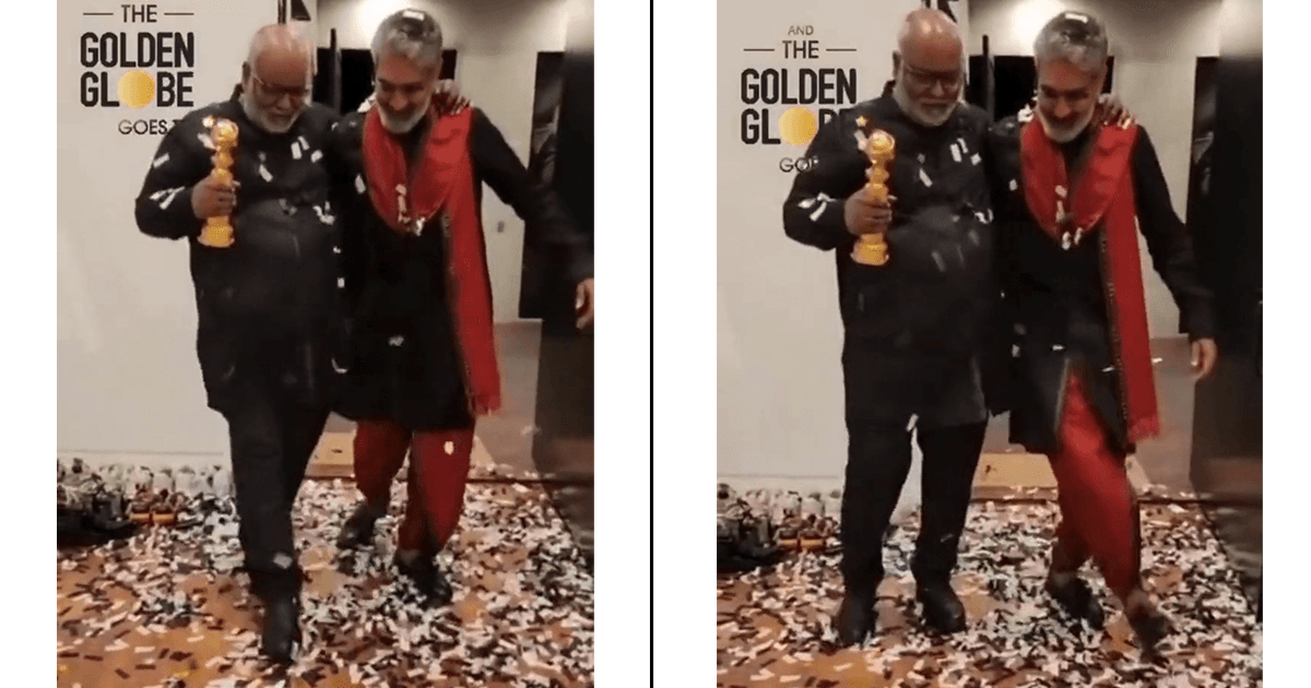 Golden Globes: SS Rajamouli & MM Keeravani Do ‘Naatu Naatu’ Hook-Step After Their Glorious Win