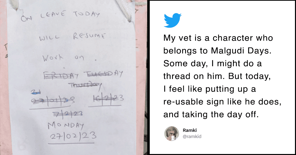 Vet’s Hilarious Leave Of Absence Note Reminds Twitter Of RK Narayan’s ‘Malgudi Days’