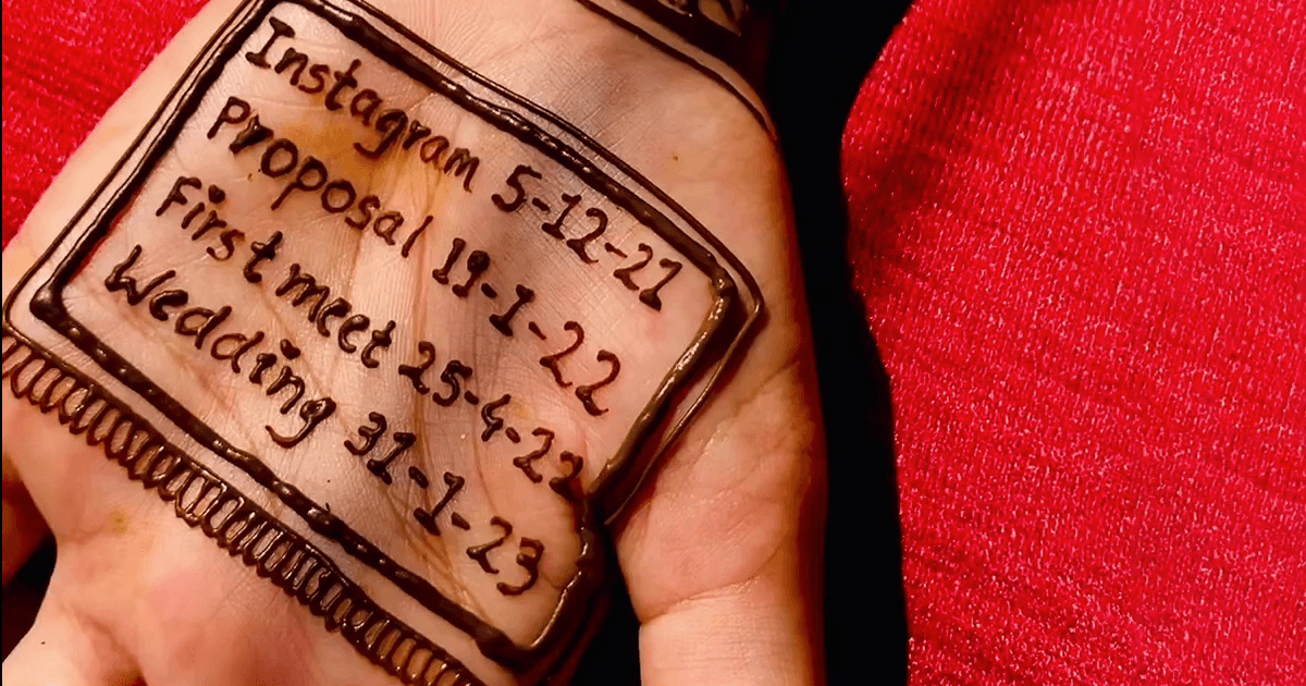 This Bride Opted For A Unique Mehendi Design That Shows The Timeline Of Her Relationship
