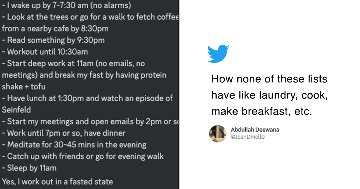 Startup Founder Shares His Morning Schedule And Not Surprisingly, It Reeks Of Male Privilege