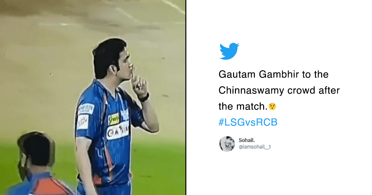 Gautam Gambhir Silences RCB Fans With A ‘Finger On Lips’ Gesture After Lucknow’s Last-Ball Win
