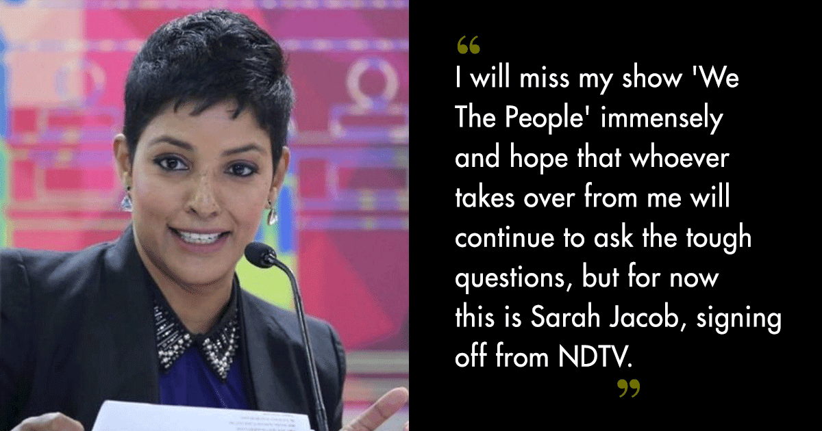 Twitter Reacts As ‘We The People’ Anchor Sarah Jacob Quits NDTV