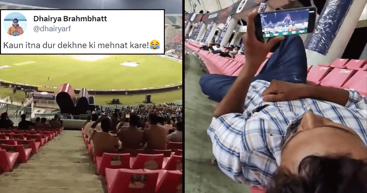 Man Streams IPL Match On His Phone As He Sits Inside The Stadium In Next Level Jugad